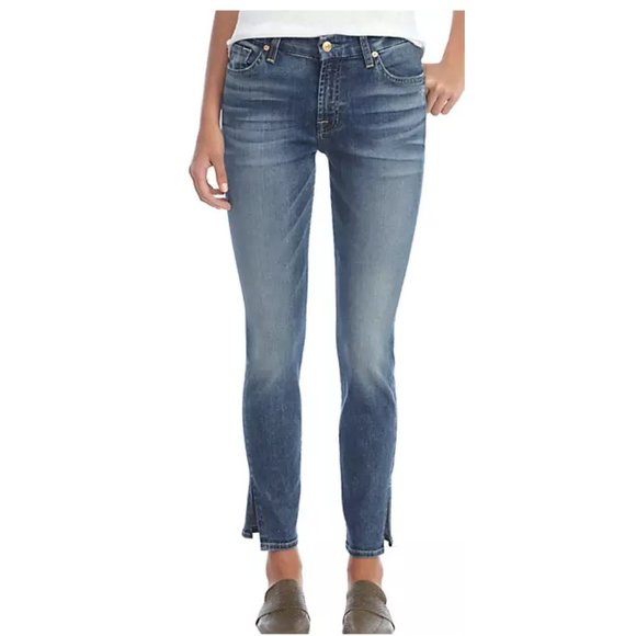 7 For All Mankind Ankle Split Hem Skinny Jeans - Picture 1 of 9